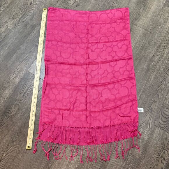 Disney Mickey Mouse Hot Pink Rayon Fringe Scarf. - Picture 8 of 12